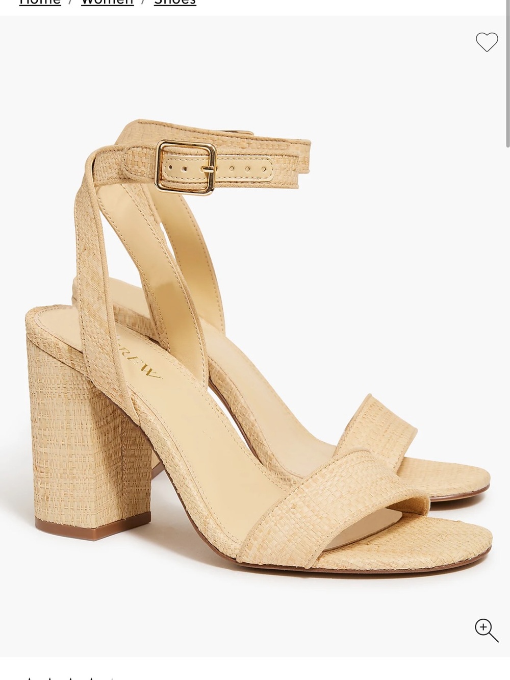 NIB J.Crew Factory Raffia Block Heel Ankle Strap Sandals 8.5